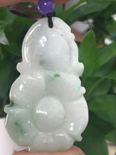 Load image into Gallery viewer, 10% OFF- Certified Natural Icy Jadeite Emerald A*Jade HandCarved Flower Pendant W117