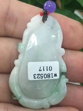 Load image into Gallery viewer, 10% OFF- Certified Natural Icy Jadeite Emerald A*Jade HandCarved Flower Pendant W117