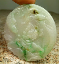 Load image into Gallery viewer, 10% OFF- Certified Natural Jadeite Emerald A*Jade HandCarved Fish Lotus Pendant W128