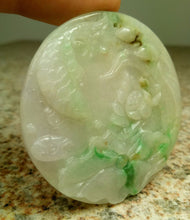 Load image into Gallery viewer, 10% OFF- Certified Natural Jadeite Emerald A*Jade HandCarved Fish Lotus Pendant W128