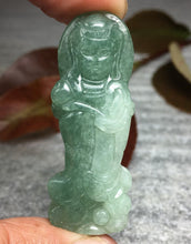 Load image into Gallery viewer, 10% OFF- Certified Natural Oily Jadeite Emerald A*Jade HandCarved Guanyin Ruyi Pendant W209
