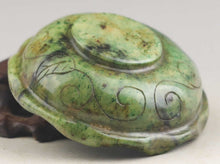 Load image into Gallery viewer, 2.9in/73.66 D-Chinese Genuine Natural Green Jade HandCarved Flower Bowl Statue