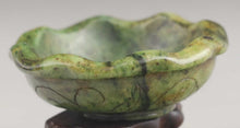 Load image into Gallery viewer, 2.9in/73.66 D-Chinese Genuine Natural Green Jade HandCarved Flower Bowl Statue