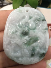 Load image into Gallery viewer, 10% OFF- Certified Natural Jadeite Emerald A*Jade HandCarved Dragon Pendant 龙0186