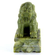 Load image into Gallery viewer, 3.37in/85.59mm H- Chinese Vintage Genuine Natural Spinach Green Jade HandCarved Lion Statue with wood stand