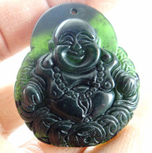 Load image into Gallery viewer, 10% OFF- Certified Natural Black-Green Emerald A*Jade HandCarved Buddha Pendant N1125