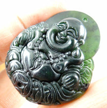 Load image into Gallery viewer, 10% OFF- Certified Natural Black-Green Emerald A*Jade HandCarved Buddha Pendant N1125