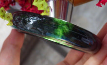 Load image into Gallery viewer, 10% OFF- 60/61/62mm Certified Natural Black-Green Emerald A*Jade Carved Bangle