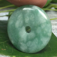 Load image into Gallery viewer, 10% OFF- Certified Natural Jadeite Emerald A*Jade HandCarved Safety Circle Donut Pendant 0051