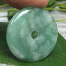 Load image into Gallery viewer, 10% OFF- Certified Natural Jadeite Emerald A*Jade HandCarved Safety Circle Donut Pendant 0051
