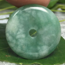 Load image into Gallery viewer, 10% OFF- Certified Natural Jadeite Emerald A*Jade HandCarved Safety Circle Donut Pendant 0051