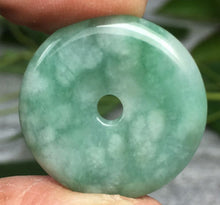 Load image into Gallery viewer, 10% OFF- Certified Natural Jadeite Emerald A*Jade HandCarved Safety Circle Donut Pendant 0051