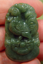 Load image into Gallery viewer, 10% OFF- Certified Natural Oily Green Jadeite Emerald A*Jade HandCarved Rooster鸡 Pendant 2633