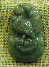 Load image into Gallery viewer, 10% OFF- Certified Natural Oily Green Jadeite Emerald A*Jade HandCarved Rooster鸡 Pendant 2633