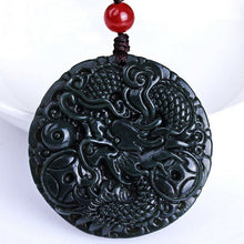 Load image into Gallery viewer, 10% OFF- Certified Natural Black Green Emerald A*Jade HandCarved Dragon Pendant A90