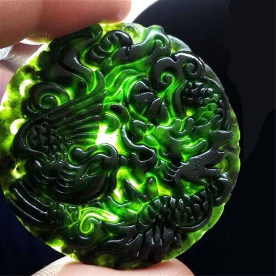 10% OFF- Certified Natural Black Green Emerald A*Jade HandCarved