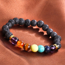 Load image into Gallery viewer, 190 mm/7.5 in-Certified Natural 7 Chakra Healing Lava Jade Beads Stretchy Diffuser Bracelet Jewelry HI