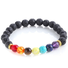 Load image into Gallery viewer, 190 mm/7.5 in-Certified Natural 7 Chakra Healing Lava Jade Beads Stretchy Diffuser Bracelet Jewelry HI