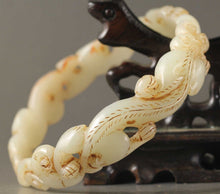 Load image into Gallery viewer, 10% OFF- 76/77/78mm Certified China Natural Hetain Emerald A*Jade HandCaved Double Dragons Hollowed Out Bangle BIG NO.270