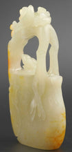 Load image into Gallery viewer, 4.5inch Chinese Antique Genuine Natural White Jade HandCarved Bird Flower Wine Pot Statue