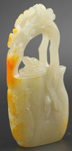 Load image into Gallery viewer, 4.5inch Chinese Antique Genuine Natural White Jade HandCarved Bird Flower Wine Pot Statue