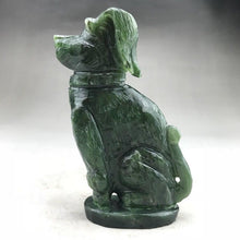 Load image into Gallery viewer, 4.74in H-Chinese Genuine Natural Green Jasper Jade HandCarved Dog Statue