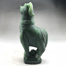 Load image into Gallery viewer, 5.11in H-Chinese Genuine Natural Green Jasper Jade HandCarved Dog Statue