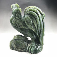 Load image into Gallery viewer, 6.30in H, 2.45 lbs-Chinese Genuine Natural Green Jasper Jade HandCarved Rooster Statue