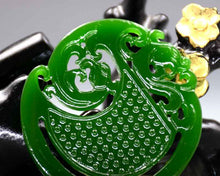 Load image into Gallery viewer, 10% OFF- Certified Natural Jadeite Emerald A*Jade HandCarved Dragon-Phoenix Pendant
