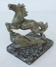 Load image into Gallery viewer, 7in H-Vintage Chinese Antique Genuine Natural White Jade HandCarved Lucky Magnificent Striding Horse Sculpture Statue