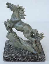 Load image into Gallery viewer, 7in H-Vintage Chinese Antique Genuine Natural White Jade HandCarved Lucky Magnificent Striding Horse Sculpture Statue