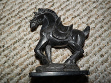 Load image into Gallery viewer, 4.87in H-Vintage Chinese Antique Genuine Natural Black Jade HandCarved Lucky Magnificent Inspired Horse Sculpture Statue