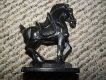Load image into Gallery viewer, 4.87in H-Vintage Chinese Antique Genuine Natural Black Jade HandCarved Lucky Magnificent Inspired Horse Sculpture Statue