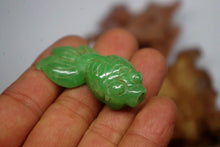 Load image into Gallery viewer, 10% OFF- Certified Natural Jadeite Emerald A*Jade HandCarved Gold Fish Pendant XB-281