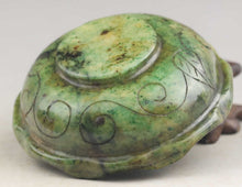 Load image into Gallery viewer, 2.9in/73.66 D-Chinese Genuine Natural Green Jade HandCarved Flower Bowl Statue