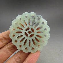 Load image into Gallery viewer, 10% OFF- Certified Natural Jadeite Emerald A*Jade HandCarved Hongshan Culture flower Pendant A108