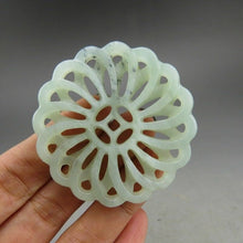Load image into Gallery viewer, 10% OFF- Certified Natural Jadeite Emerald A*Jade HandCarved Hongshan Culture flower Pendant A108