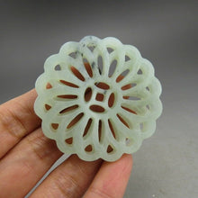 Load image into Gallery viewer, 10% OFF- Certified Natural Jadeite Emerald A*Jade HandCarved Hongshan Culture flower Pendant A108