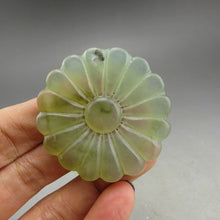 Load image into Gallery viewer, 10% OFF- Certified Natural Jadeite Emerald A*Jade HandCarved Hongshan Culture flower Pendant A96