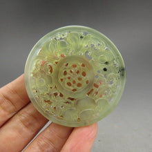 Load image into Gallery viewer, 10% OFF- Certified Natural Jadeite Emerald A*Jade HandCarved Hongshan Culture Ruyi flower Pendant A11