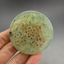 Load image into Gallery viewer, 10% OFF- Certified Natural Jadeite Emerald A*Jade HandCarved Hongshan Culture Ruyi flower Pendant A11
