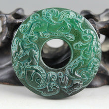 Load image into Gallery viewer, 10% OFF- Certified Natural Green Jadeite Emerald A*Jade HandCarved Hongshan Culture Beast Noble Pendant 0745