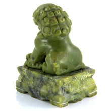 Load image into Gallery viewer, 3.37in/85.59mm H- Chinese Vintage Genuine Natural Spinach Green Jade HandCarved Lion Statue with wood stand