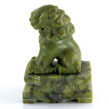 Load image into Gallery viewer, 3.37in/85.59mm H- Chinese Vintage Genuine Natural Spinach Green Jade HandCarved Lion Statue with wood stand
