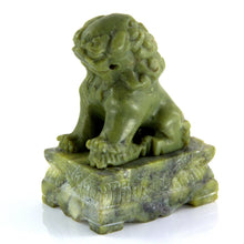 Load image into Gallery viewer, 3.37in/85.59mm H- Chinese Vintage Genuine Natural Spinach Green Jade HandCarved Lion Statue with wood stand