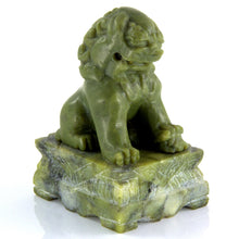 Load image into Gallery viewer, 3.37in/85.59mm H- Chinese Vintage Genuine Natural Spinach Green Jade HandCarved Lion Statue with wood stand