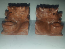 Load image into Gallery viewer, 2 pcs Chinese Vintage Genuine Natural Red Jade HandCarved  A Pair of Jade Lion-Dragon Statues