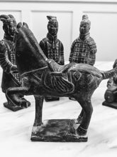 Load image into Gallery viewer, 5 Piece Set of Chinese Terracotta Warriors Antique Genuine Natural Black Stone HandCarved Statues