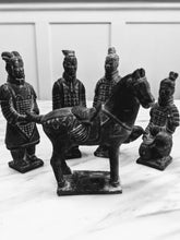 Load image into Gallery viewer, 5 Piece Set of Chinese Terracotta Warriors Antique Genuine Natural Black Stone HandCarved Statues