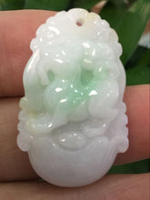 Load image into Gallery viewer, 10% OFF- Certified Natural Oily Light Green Jadeite Emerald A*Jade HandCarved Dog Pendant 1335